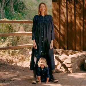 BNWT Rudy Jude wild silk flip dress, duster/holiday length - indigo, XXL